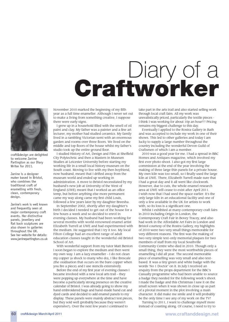 Craft & Design — “Diary of a Craftworker”